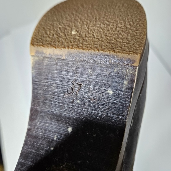 Swedish Hasbeens Zip It Emy Croc Embossed Brown Clogs Booties Ankle Boots 7 - Picture 7 of 8